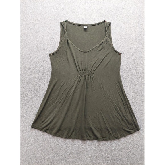 Old Navy Tops - Old Navy Women Maternity Top M Olive‎ Green V Neck Sleeveless Ruched Casual City
